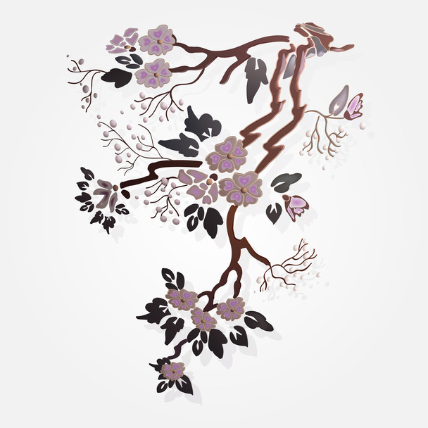 Vector sakura branch. Vector illustration. - Vector, Image