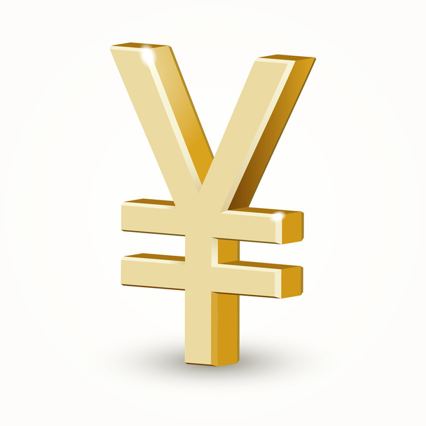 Signo de Yen dorado vectorial aislado sobre fondo blanco
. - Vector, Imagen