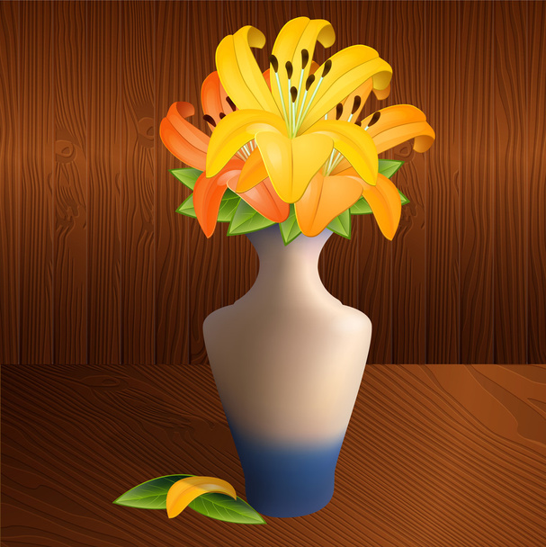 Ilustración vectorial de un jarrón con lirios
. - Vector, Imagen