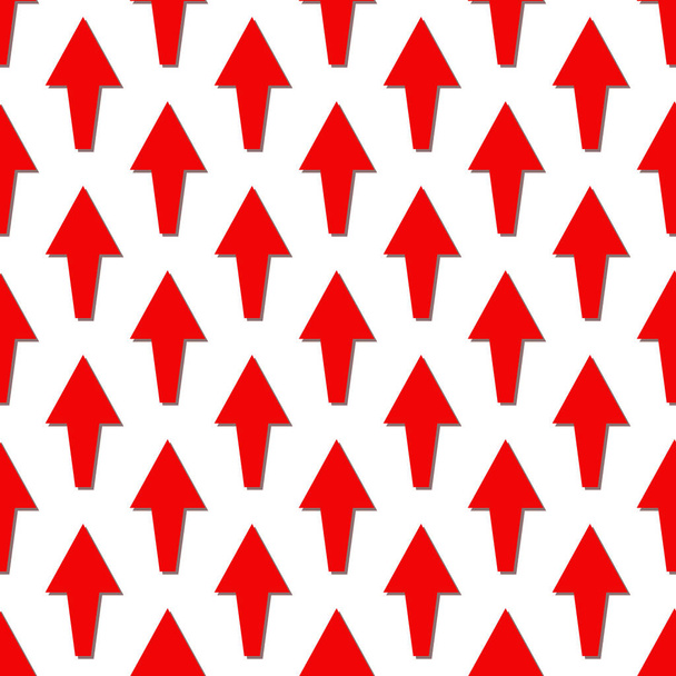 Seamless pattern. Red arrow on white background. - Vetor, Imagem