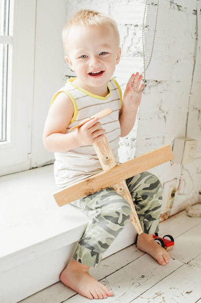 Cute child boy having fun at home - Foto, Imagen