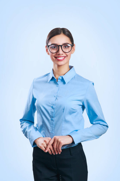Portrait of young beautiful business woman in glasses. - Fotoğraf, Görsel