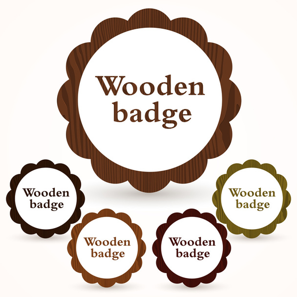 Vector set of wooden badges. - Vector, Image