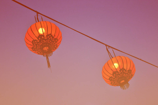 punaiset lyhdyt Chinatownissa - Valokuva, kuva