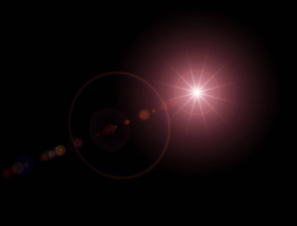 Light, bright sunbeam in space. Star glow. Orange and red light - Photo, Image
