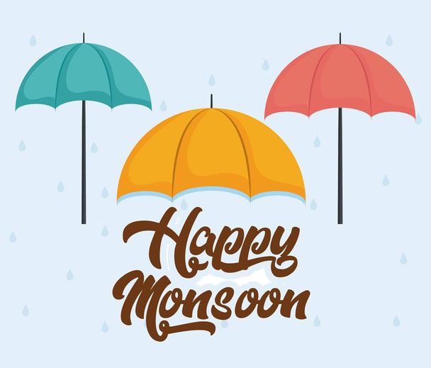 glücklicher Monsun-Entwurf  - Vektor, Bild