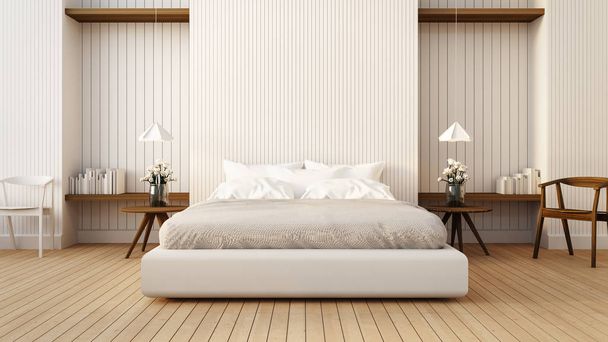 Loft and modern bedroom in white / 3D render image - Photo, Image