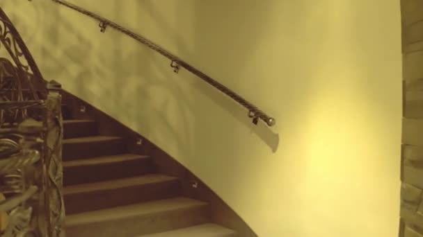 Powder geht im Hotel die Treppe hoch - Filmmaterial, Video