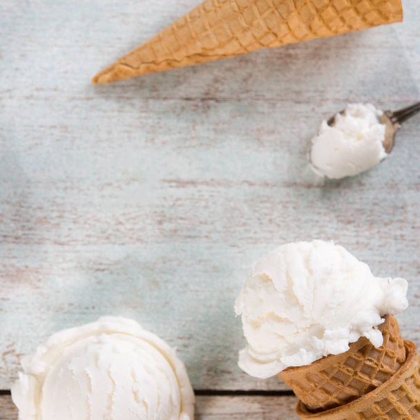 white ice cream wafer cone  - Foto, Imagem