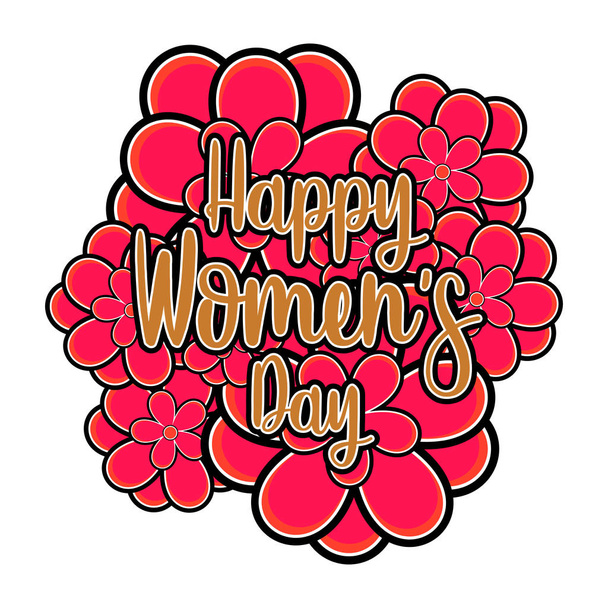 Flowers with text. Happy women day - Vetor, Imagem