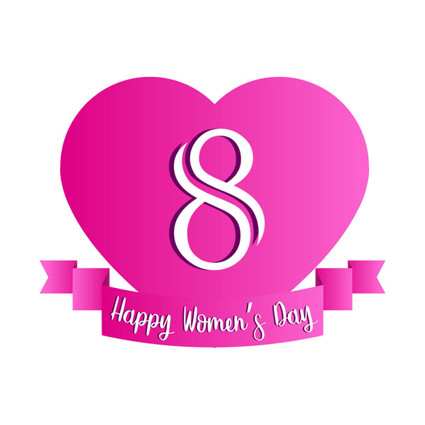 Heart shape with text. Happy women day - Vector, Image