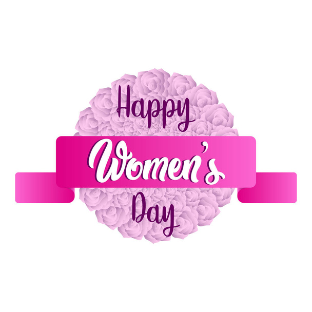 Floral ornamented label. Happy women day - Vector, afbeelding