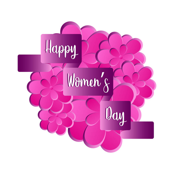 Flowers with a ribbon. Happy women day - Vector, Imagen