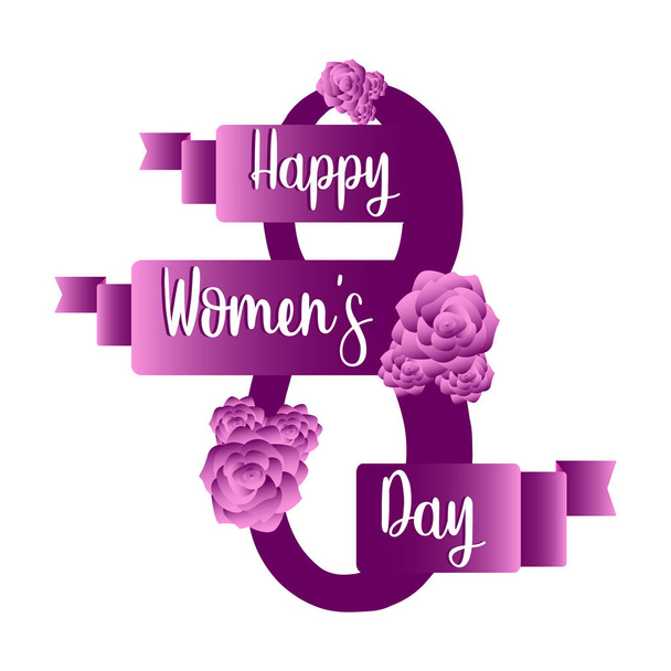Number eight with roses. Happy women day - Vector, afbeelding