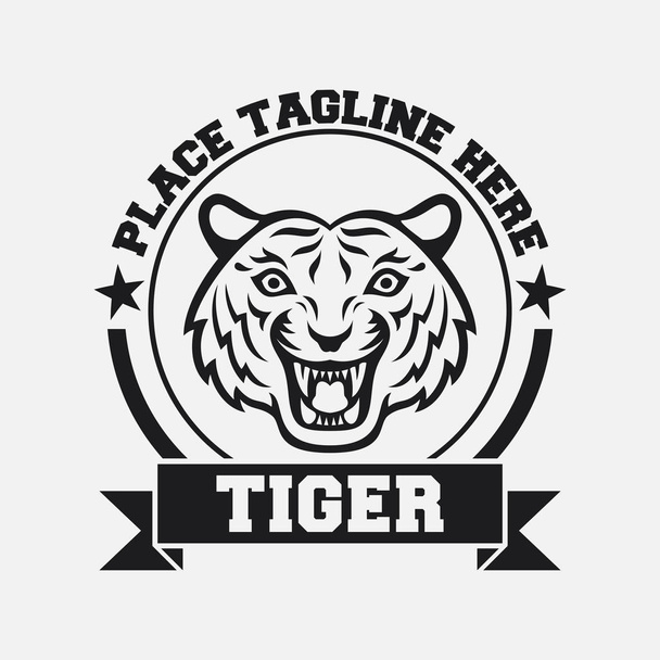 Mascot of black tiger's head on white background - Vector, Image