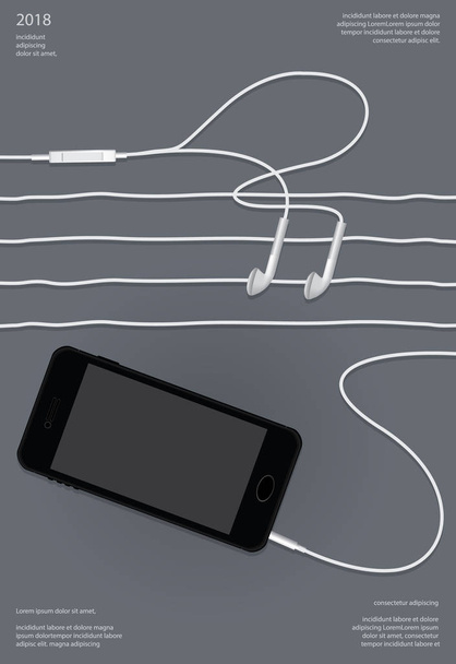 Écouteurs conceptuels avec illustration vectorielle téléphonique
 - Vecteur, image