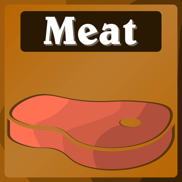 Table in the supermarket with the image of the meat department - Vector, Image