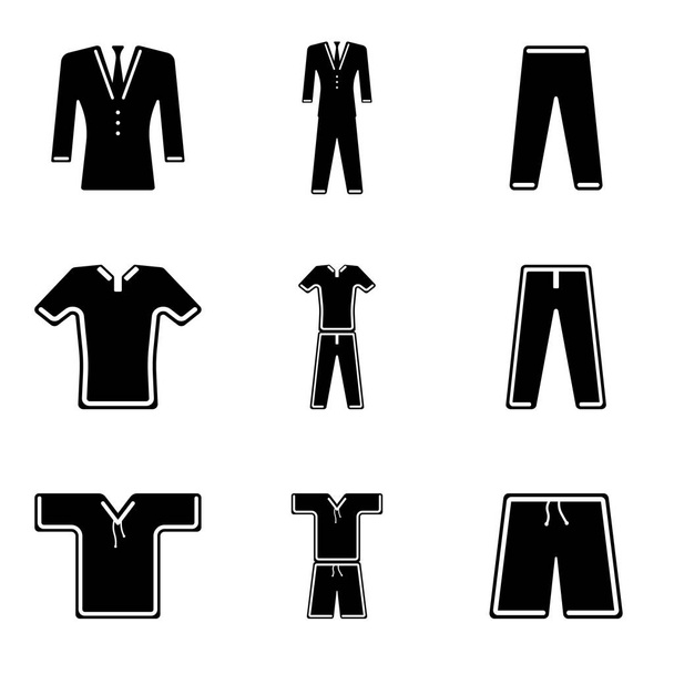 Vektor-Symbole für Kleidung für Sport und Arbeit. flach - Vektor, Bild