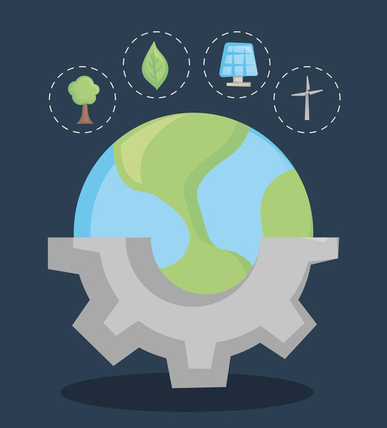 世界を救うし、クリーン エネルギー コンセプト デザイン - ベクター画像