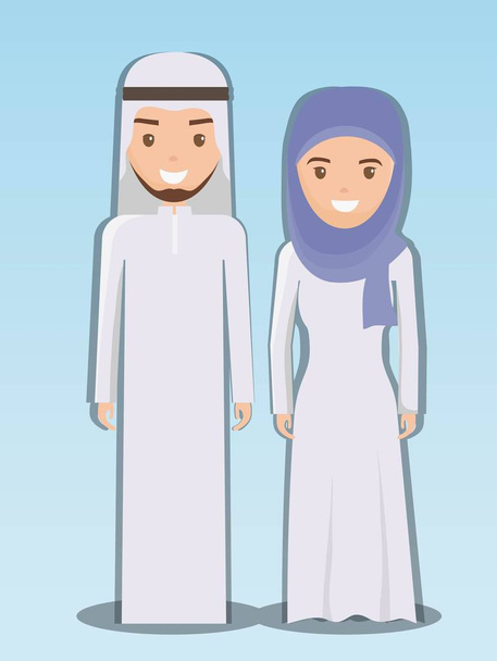 familia y concepto social pareja musulmana
 - Vector, imagen