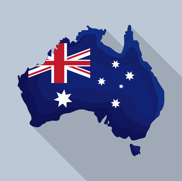 feliz día de Australia mapa de Australia
 - Vector, Imagen