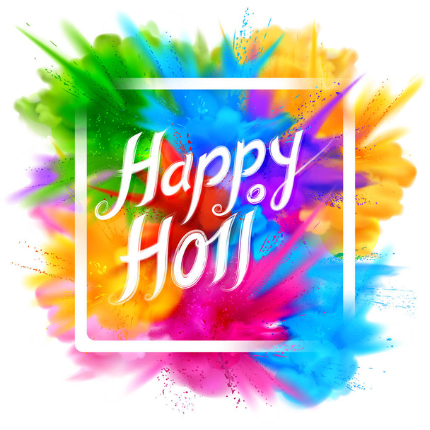 fundo feliz Holi para o festival de cores da Índia celebração cumprimentos - Vetor, Imagem