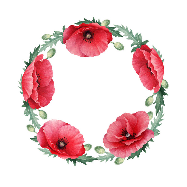 Watercolor floral wreath. Perfect for greeting cards and invitations - Foto, Bild