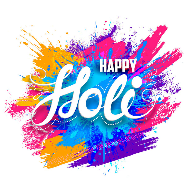 Happy Holi sfondo per il festival del colore dell'India celebrazione saluti - Vettoriali, immagini