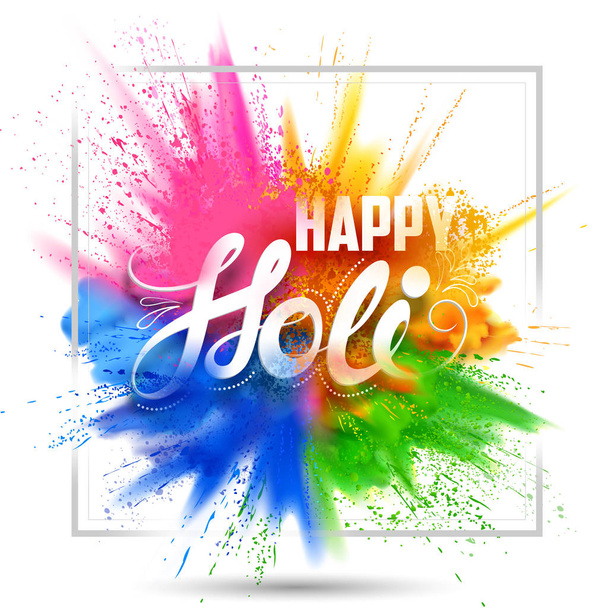 Happy Holi achtergrond voor kleurenfestival van India viering groeten - Vector, afbeelding