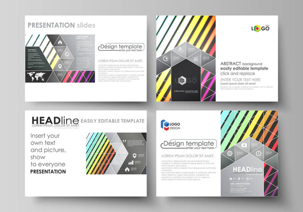 Business templates for presentation slides. Abstract layouts in flat design, vector illustration. Bright color rectangles, colorful design with geometric rectangular shapes forming abstract background - Vektori, kuva