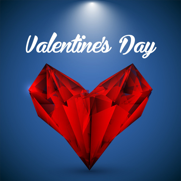 Vector red crystalline heart. Greeting card for Valentine's day. - Vector, Image