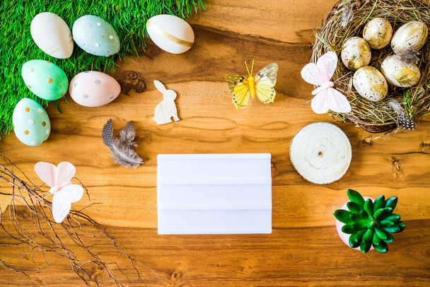 Blank lightbox with free copyspace and easter decorations from a - Foto, imagen