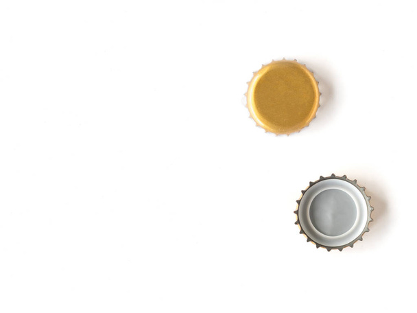 Bottle caps on a white background, Free space for text. - Fotografie, Obrázek