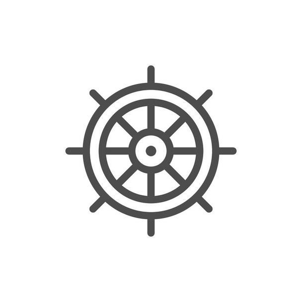 Hajó kormánykerék sor ikon - Vektor, kép