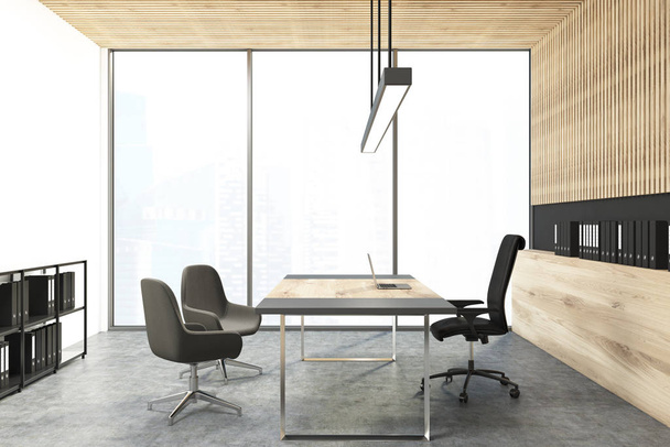 Oficina CEO pared de madera panorámica
 - Foto, imagen