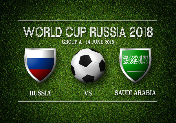 3 d レンダリング - 試合日程、ロシア対サウジアラビア - 写真・画像