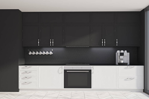 weiße und schwarze originelle Küchenidee - Foto, Bild