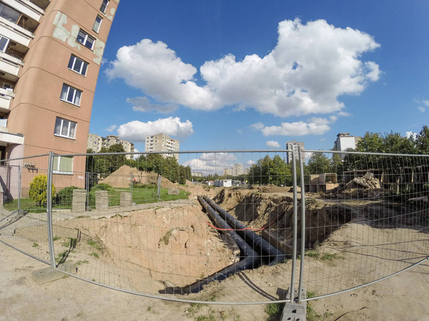 Prac remontowych systemu centralnego ogrzewania w Kaunas, Litwa - Zdjęcie, obraz