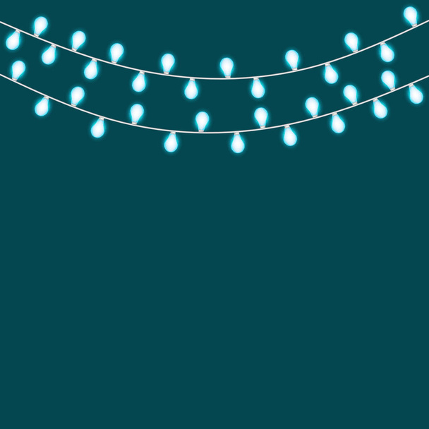 Světlé modrá vánoční světla izolované realistické prvky. Zářící světla pro strany, dovolená, nový rok, k narozeninám nebo blahopřání design. Girlandy, Vánoční ozdoby. Šablona nebo vzorovou - Vektor, obrázek
