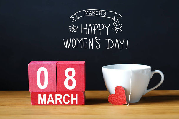 Womens Day message with coffee cup - Фото, зображення