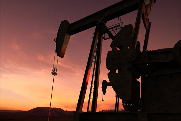 τρισδιάστατη απεικόνιση του αντλία jack σε ένα πεδίο πετρελαίου - Φωτογραφία, εικόνα