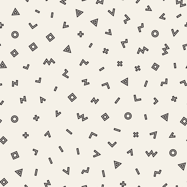 Seamless vector chaotic pattern. Randomly scattered geometric shapes. Abstract background - Vector, Image