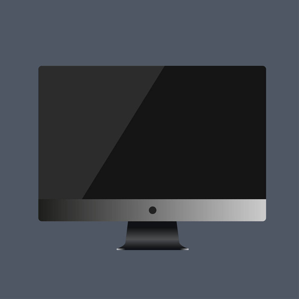 moderne Computer realistische Monitor-Attrappe mit weißem Bildschirm isoliert auf Marengo-Farbhintergrund. - Foto, Bild
