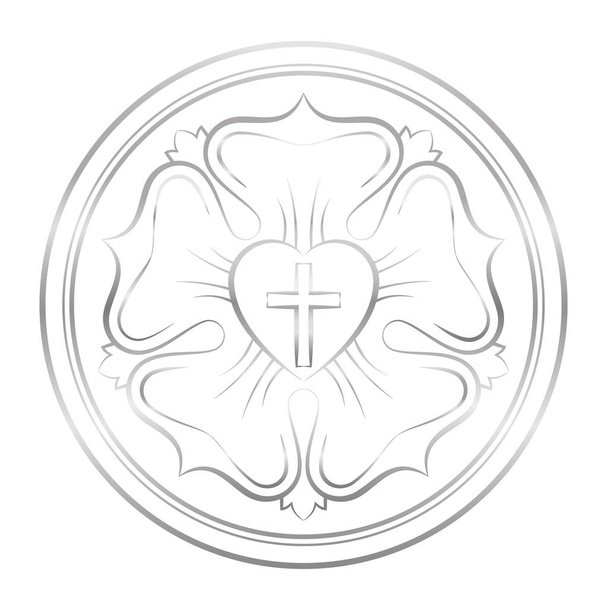 Luther Symbol Silver Rose - Vector, Image