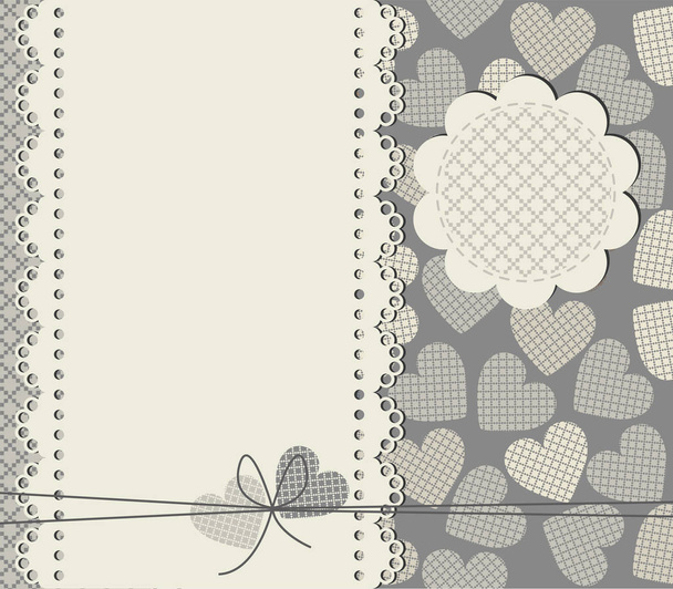 Elegant lace frame with hearts - Vector, imagen