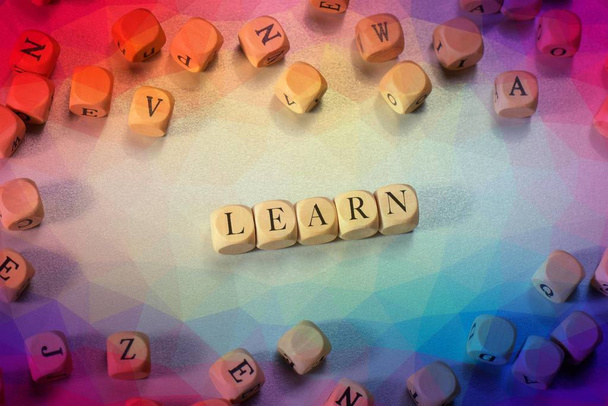 Learn word on wooden cubes. Learn concept - Photo, Image