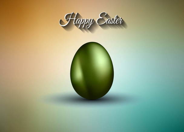 Original Easter design template with glossy 3D egg with shadows and gradient mesh background - Vektor, obrázek