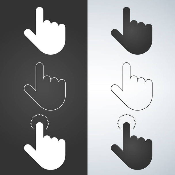 Cliquez sur l'icône de la main ensemble, cliquez sur vecteur icône de la main, design plat. Illustration blanche et noire
. - Vecteur, image