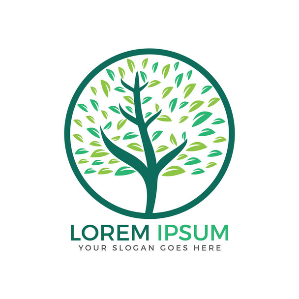 Σχεδιασμός λογότυπου διάνυσμα πράσινο δέντρο. Φυσικό προϊόν βιολογικό κατάστημα, οικολογία εταιρεία, εναλλακτική ιατρική, πράσινη ενότητα, Κήπος, γεωργικές, δασικές κλπ. - Διάνυσμα, εικόνα