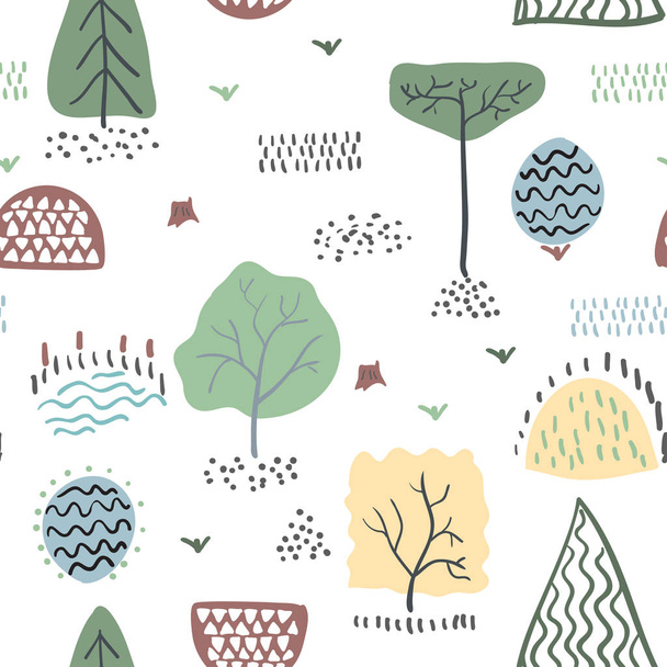 Forest seamless pattern. Vector illustration. - Vektor, Bild